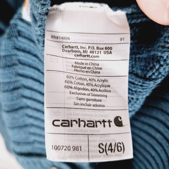 CARHARTT | button up high neck cable knit long sleeve sweater - Picture 7 of 8